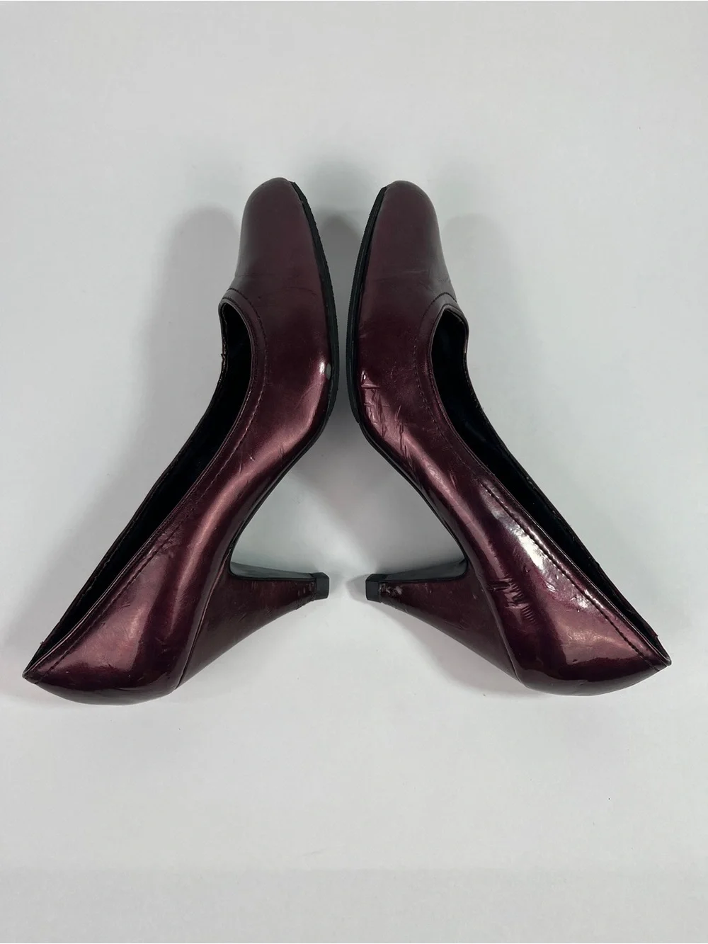 ALDO Women's Burgundy Classic Mid-Heel Almond Toe Pumps